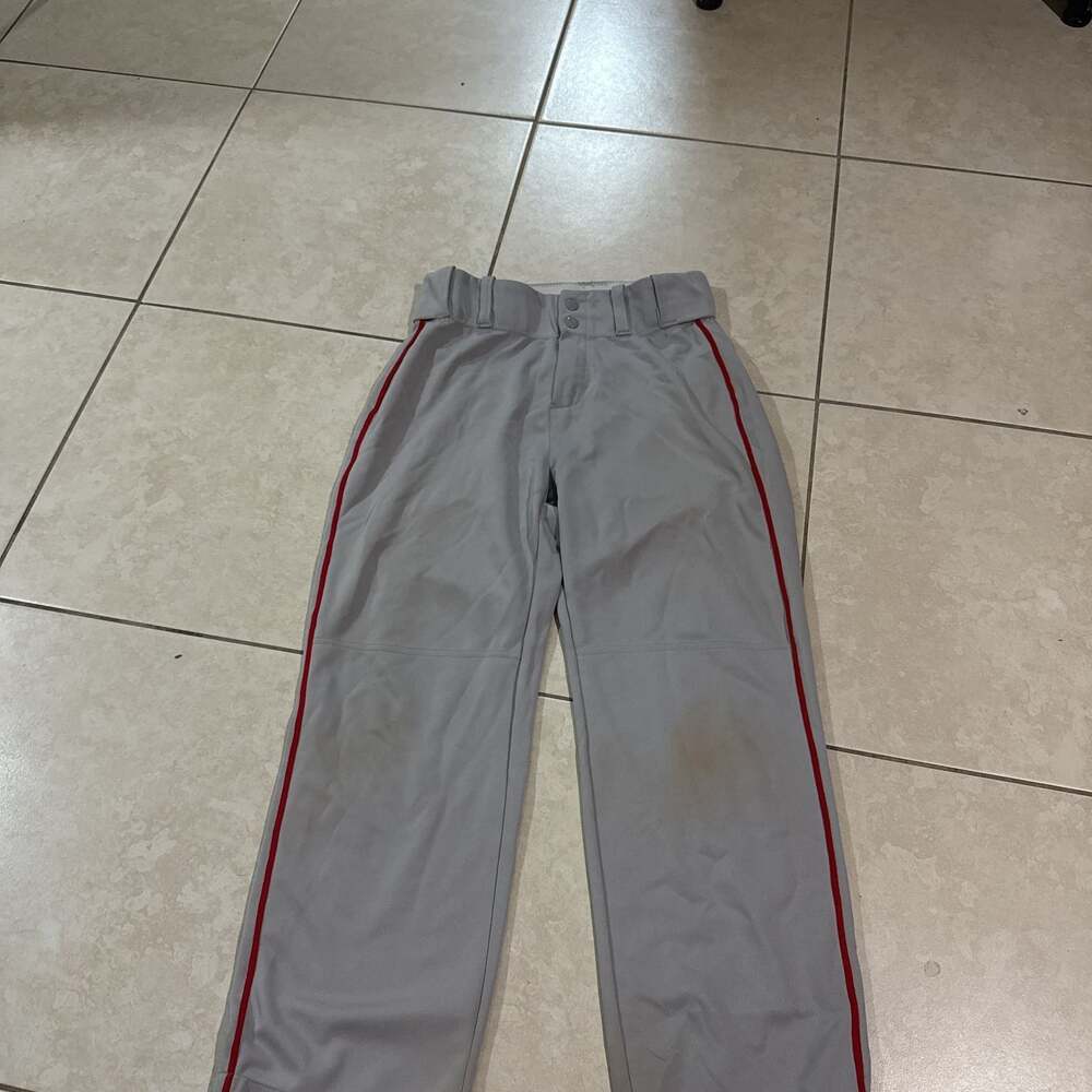 Gray Baseball Pants Youth with Red Piping